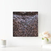 Kaffeebohnen Quadratische Wanduhr (Zuhause)
