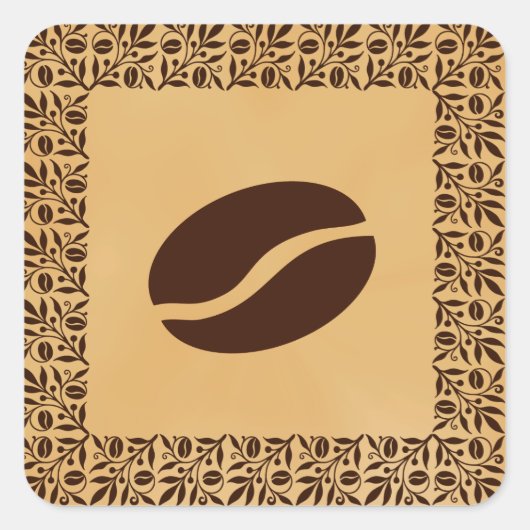 Kaffeebohnen Quadratischer Aufkleber (Vorderseite)