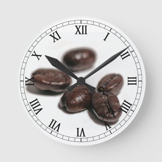 Kaffeebohnen Runde Wanduhr (Vorderseite)