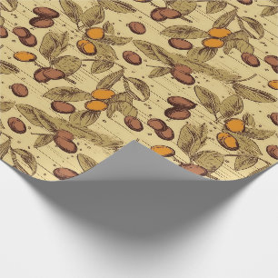 Kaffeebohnen Rustikales Vintage-Muster Nr. 3 Geschenkpapier