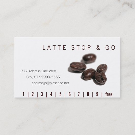 Kaffeebohnen Stopp & Go Drive-Thru Treuekarte (Vorderseite)