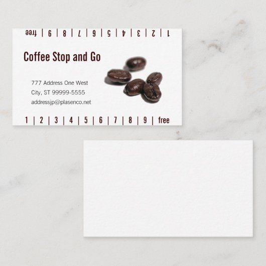 Kaffeebohnen Treuekarte (Vorne/Hinten)