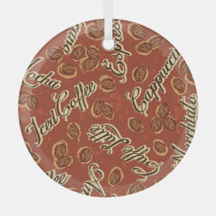 Kaffeebohnen: typografisches Vintage-Muster. Ornament Aus Glas