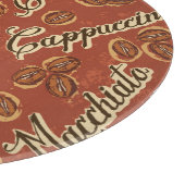 Kaffeebohnen: typografisches Vintages Muster. Schneidebrett (Ecke)