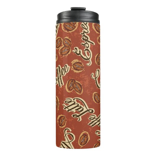 Kaffeebohnen: typografisches Vintages Muster. Thermosbecher (Vorderseite)