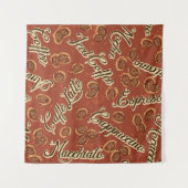 Kaffeebohnen: typografisches Vintages Muster. Wandteppich (Vorderseite (Horizontal))