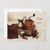 Kaffeebohnen und alte Kaffeemühle danke Karte (Vorne/Hinten)