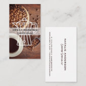 Kaffeebohnen und Cup auf dem Tisch Visitenkarte (Vorne/Hinten)