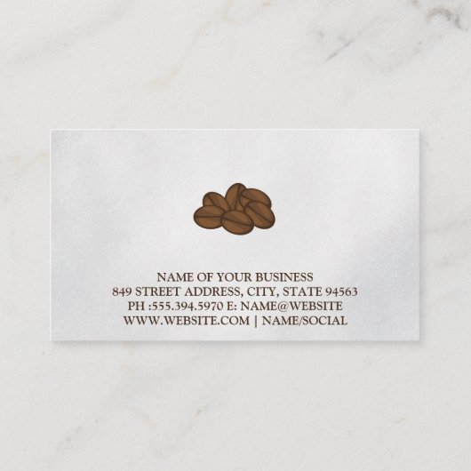 Kaffeebohnen und -cup visitenkarte (Rückseite)