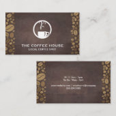 Kaffeebohnen und dampfende Tasse Visitenkarte (Vorne/Hinten)