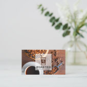 Kaffeebohnen und Kaffee-Cup Visitenkarte (Stehend Vorderseite)