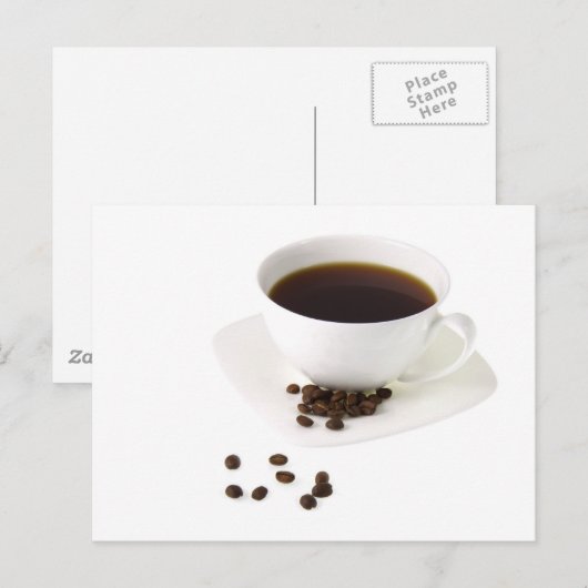 Kaffeebohnen und Kaffee Postkarte (Vorne/Hinten)