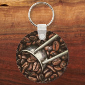 Kaffeebohnen und Metallschaufel Schlüsselanhänger (Vorderseite)