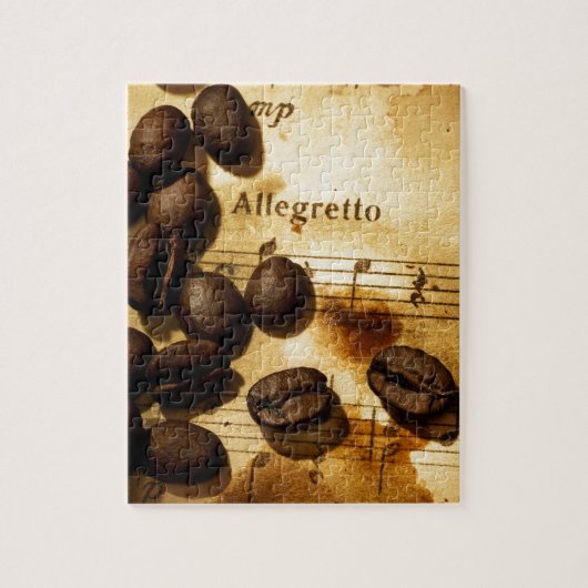 Kaffeebohnen und Musiknoten Puzzle (Vertikal)