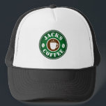 Kaffeebohnen und Tasse Logo LKW-Hut für Barista Truckerkappe<br><div class="desc">Kaffeebohnen und Tasse Logo Trucker Hut für Barista. Individuelle Hüte für Ladenangestellte,  Mitarbeiter,  Mitarbeiter,  Chef,  Firmenmitarbeiter,  Lagerpersonal usw. Fügen Sie Ihren eigenen personalisierten Firmennamen hinzu.</div>
