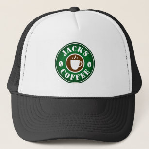 Kaffeebohnen und Tasse Logo LKW-Hut für Barista Truckerkappe