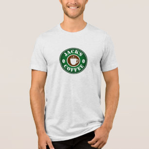 Kaffeebohnen und Tasse Logo Zoll Barista Tri-Blend Shirt