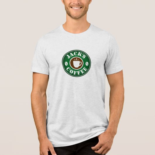 Kaffeebohnen und Tasse Logo Zoll Barista Tri-Blend Shirt (Vorderseite)