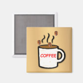 Kaffeebohnen und Tasse Magnet (Vorderseite/Rückseite)
