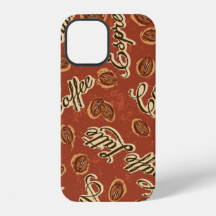 Kaffeebohnen und Typografie grunge nahtlos geschri iPhone 12 Hülle