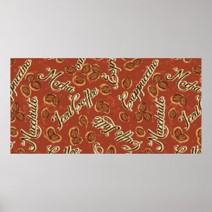 Kaffeebohnen und typografische Grunge-Nägel Poster