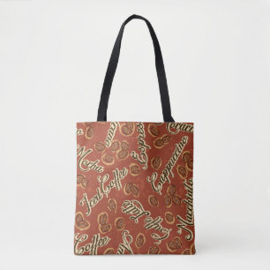 Kaffeebohnen und typografische Grunge-Nägel Tasche