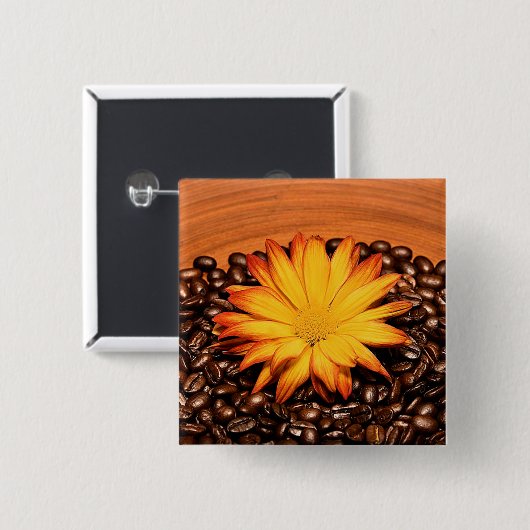 Kaffeebohnen und Yellow Daisy Button (Vorne & Hinten)