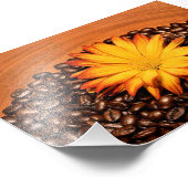 Kaffeebohnen und Yellow Daisy Fotodruck (Ecke)