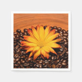 Kaffeebohnen und Yellow Daisy Serviette (Vorderseite)