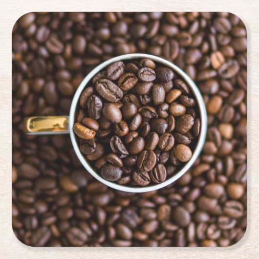 Kaffeebohnen-Untersetzer Rechteckiger Pappuntersetzer (Vorderseite)