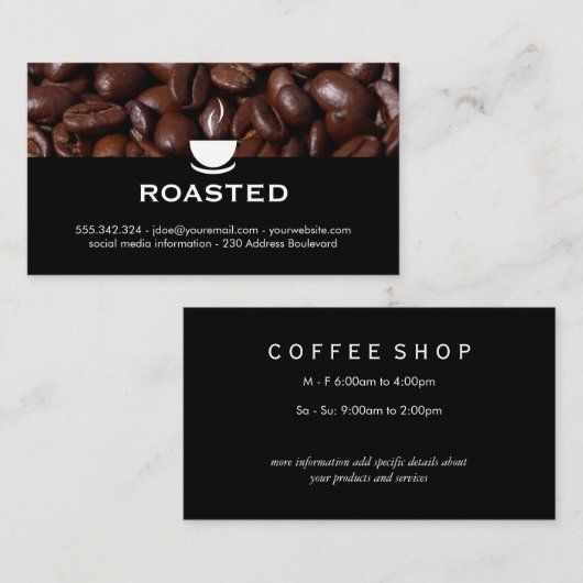 Kaffeebohnen Visitenkarte (Vorne/Hinten)