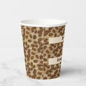Kaffeebohnen Wasserfarbmuster Personalisiert Pappbecher (Rechts)