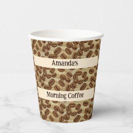 Kaffeebohnen Wasserfarbmuster Personalisiert Pappbecher