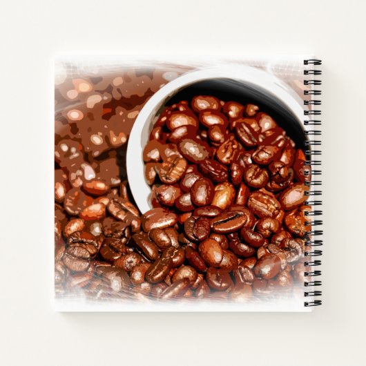 Kaffeebohnen Weißer Cup Cool Classic Square Spiral Notizblock (Rückseite)