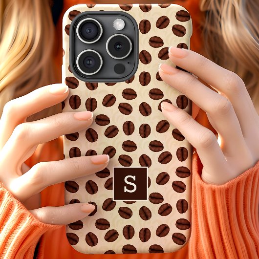 Kaffeebohnen-Wirbelmuster-Monogramm Case-Mate iPhone Hülle