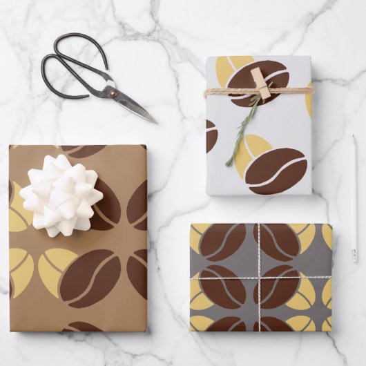 Kaffeebohnen Wrapping Paper Boans Geschenk Wrap Geschenkpapier Set (Vorderseite)