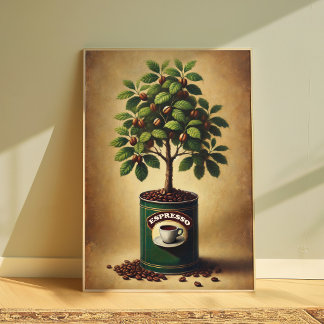 Kaffeebohnenbaum-Plakat | Espresso-Liebhaber-Wandk Poster