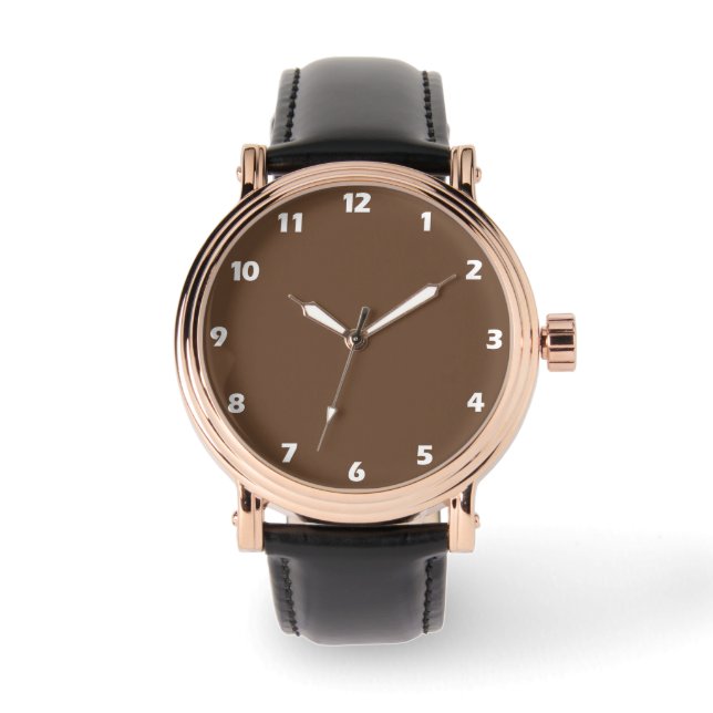 Kaffeebräse Farbe Solid Armbanduhr (Vorderseite)