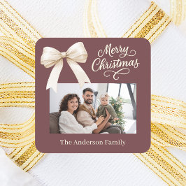 Kaffeebraun-Foto Weihnachten Quadratischer Aufkleber