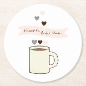 Kaffeebrautparty Runder Pappuntersetzer (Vorderseite)