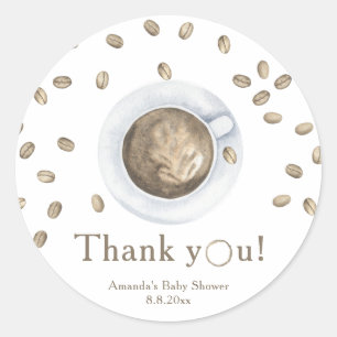 Kaffeebrühen Baby Shower Danke Runder Aufkleber