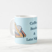Kaffeebücher & Lange Nächte – Studienleben-Tasse Kaffeetasse (Vorderseite Links)