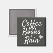 Kaffeebücher und Regen Niedlich grau Magnet (Vorderseite/Rückseite)