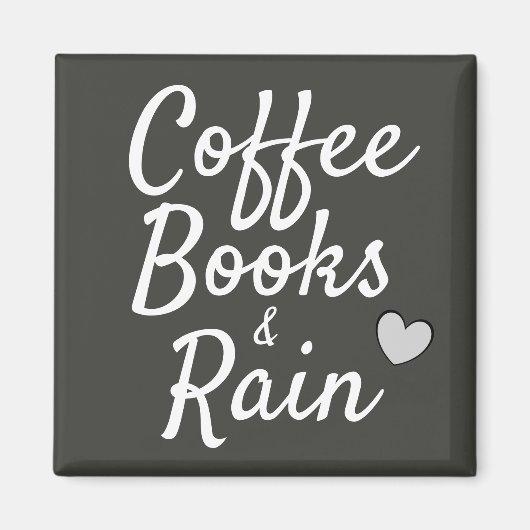 Kaffeebücher und Regen Niedlich grau Magnet (Vorne)