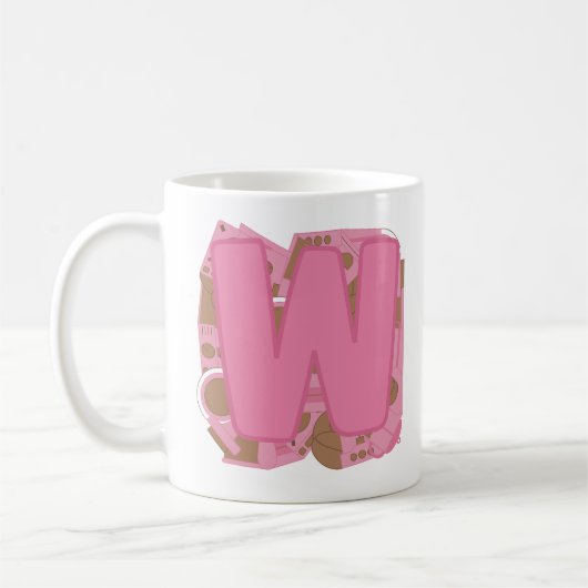 Kaffeebuchstabe W: Monogramm Anfangsbuchstabe Kaffeetasse (Links)