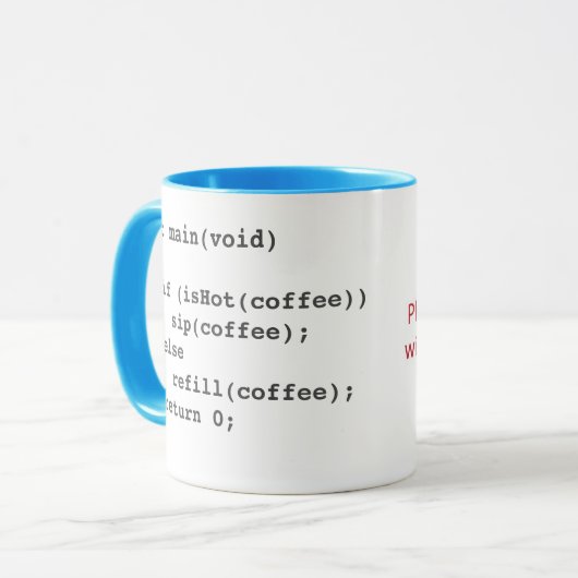 Kaffeecode-Tasse für Software-Entwickler mit Logo Tasse (Vorderseite Links)