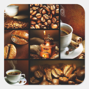 Kaffeecollage 2 quadratischer aufkleber