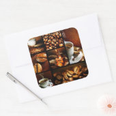 Kaffeecollage 2 quadratischer aufkleber (Umschlag)