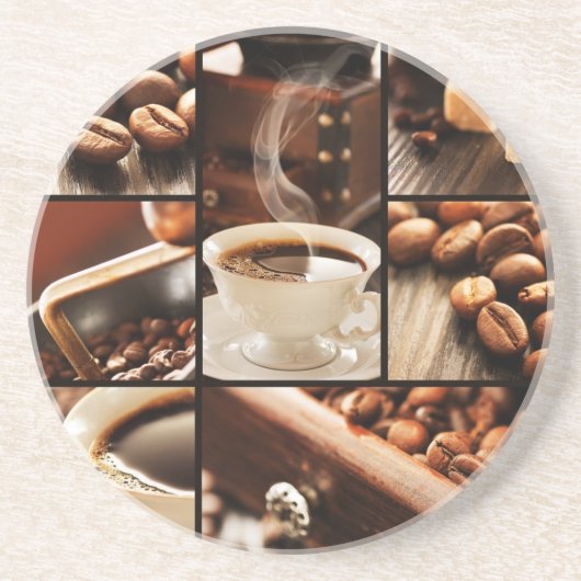 Kaffeecollage Sandstein Untersetzer (Vorne)