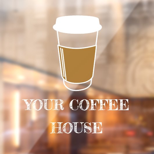 Kaffeecup-Illustration Etch-Kaffeegeschäft Fensteraufkleber (Blatt 2)